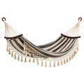 Amaca in Cotone Righe Bianche e Nere con Nappe 200x150 cm