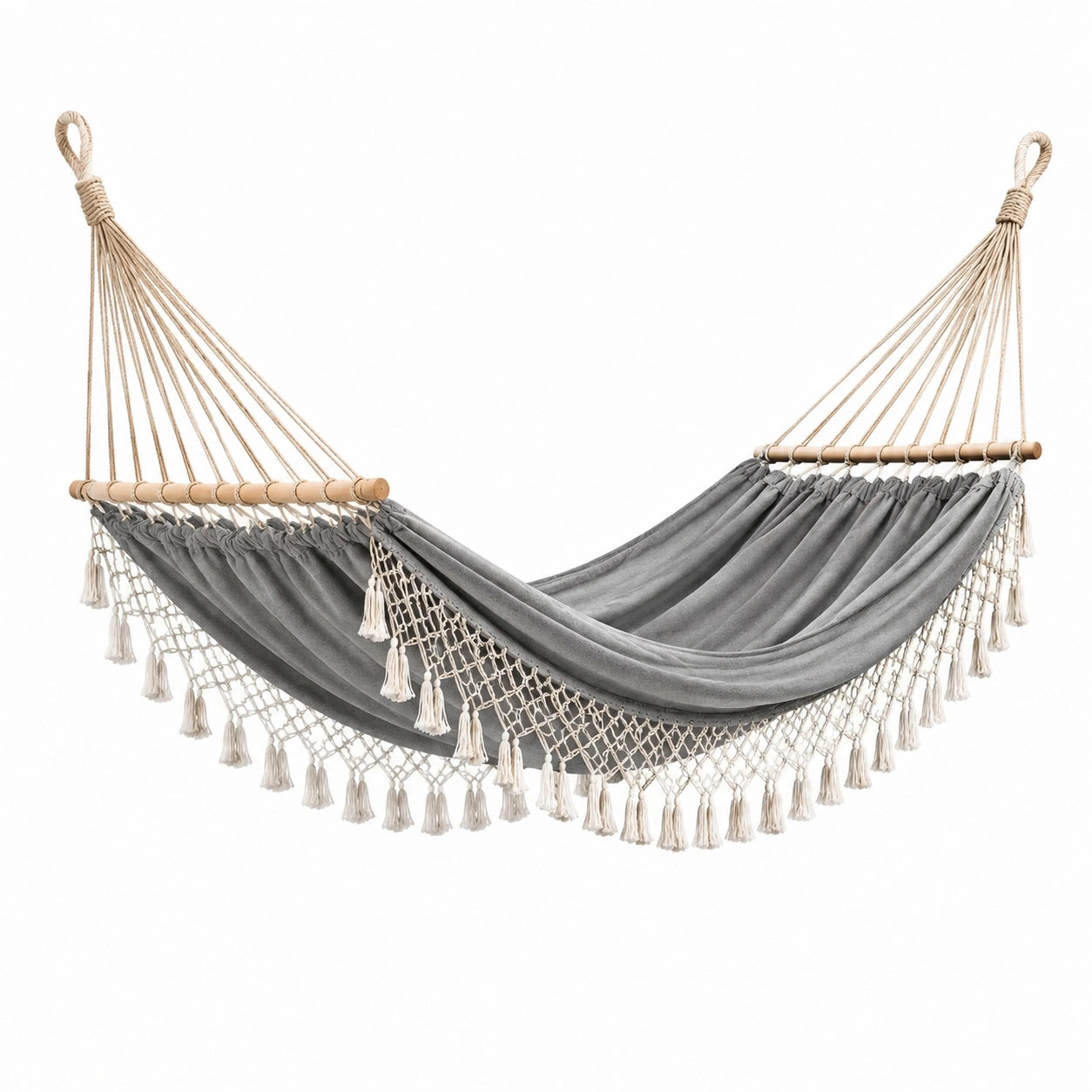 Amaca in Cotone Grigio con Frange 200x150 cm
