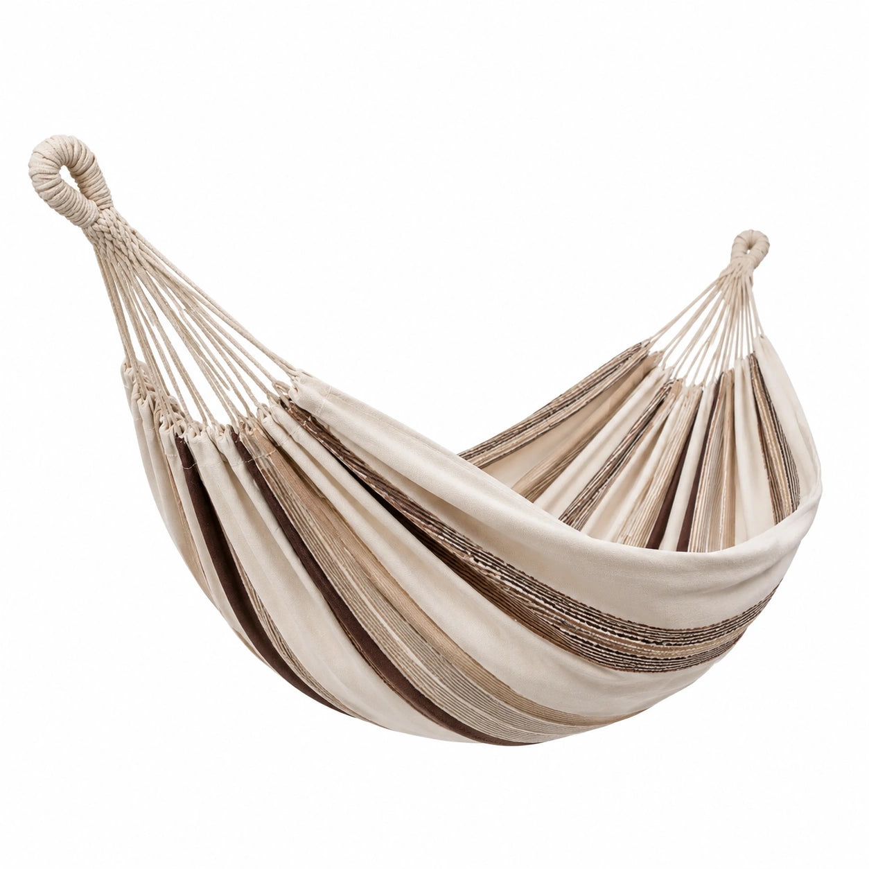 Amaca in Cotone a Righe Beige e Marrone 200x150 cm