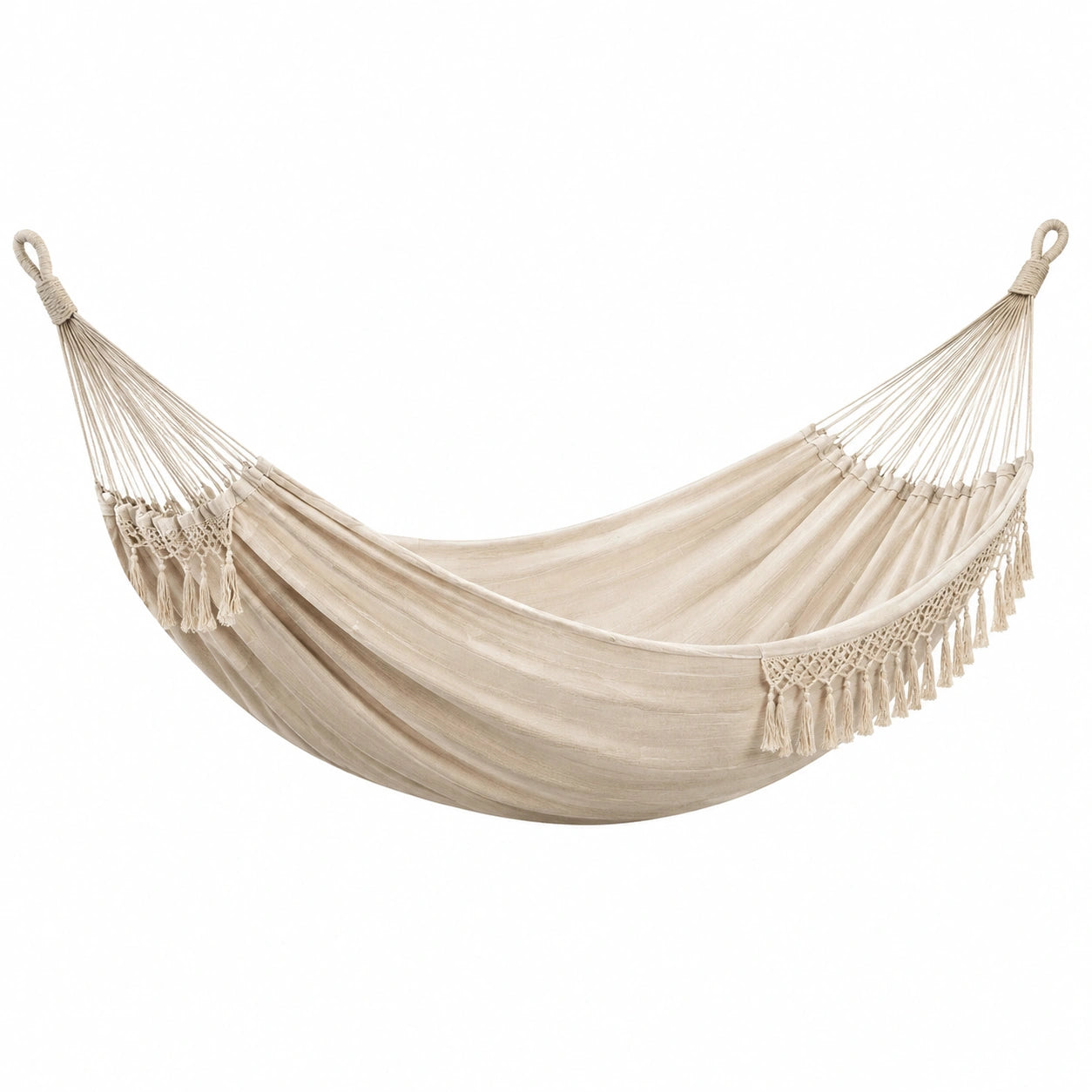 Amaca in Cotone Beige con Frange 200x150 cm