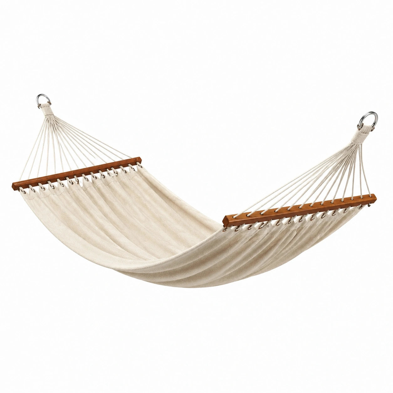 Amaca in Cotone Beige con Barre in Legno
