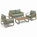 Set di mobili da giardino in alluminio e tessuto verde con tavolino in legno