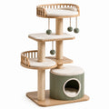 Tiragraffi per Gatti in Legno e Sisal con Cuccia Integrata