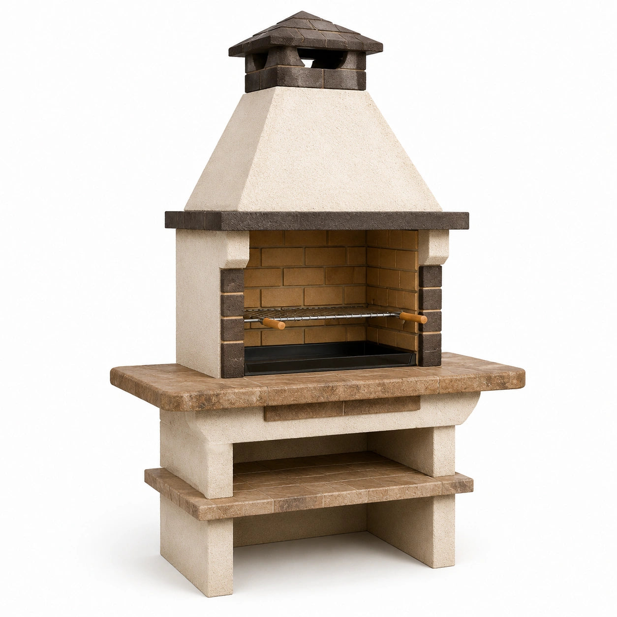 Barbecue in Cemento e Mattoni Refrattari Beige 160x65x215 cm