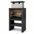 Barbecue in Pietra Lavica e Acciaio Inox Nero 120x60x210 cm