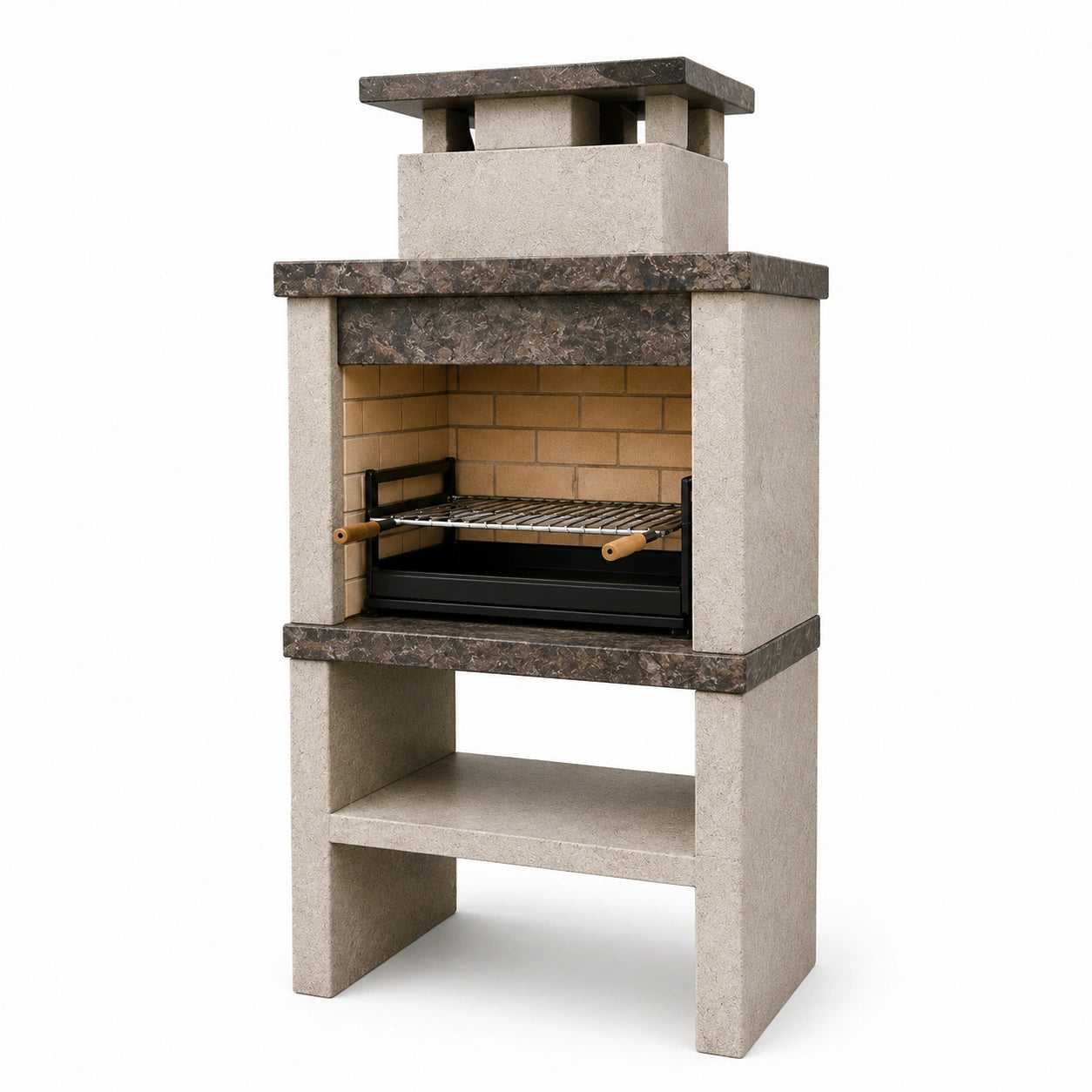 Barbecue in pietra e metallo per cottura outdoor