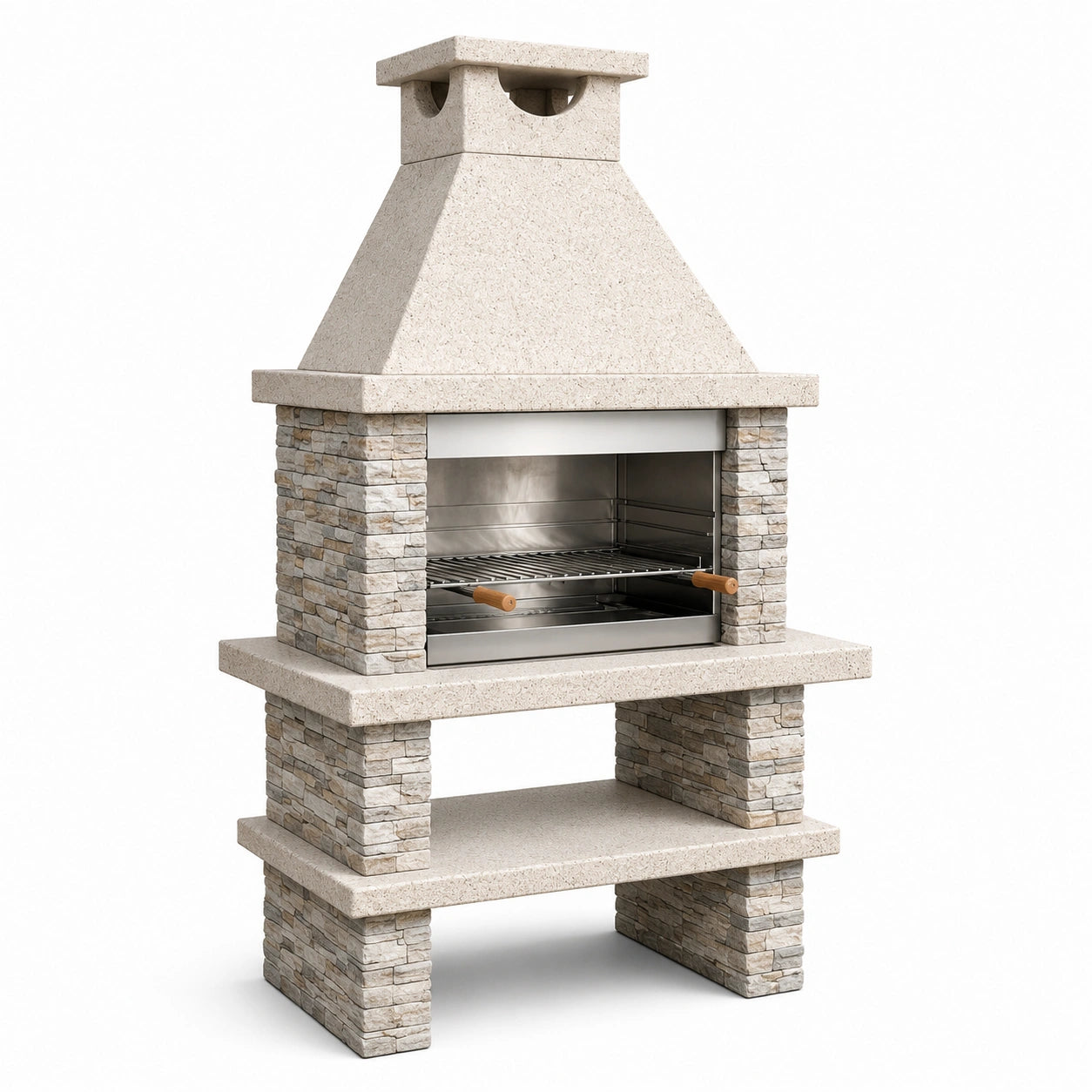 Barbecue da Esterno in Pietra con Griglia in Acciaio Inox