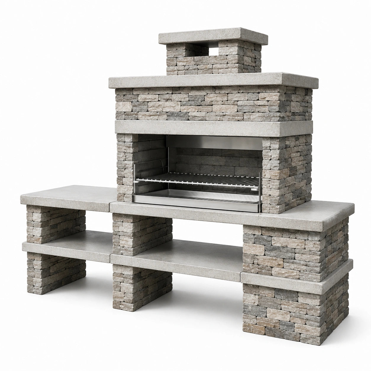 Barbecue in Pietra e Acciaio Inox per Esterni 100x60x200 cm