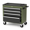 Carrello portautensili in metallo con 5 cassetti verde/nero con ruote