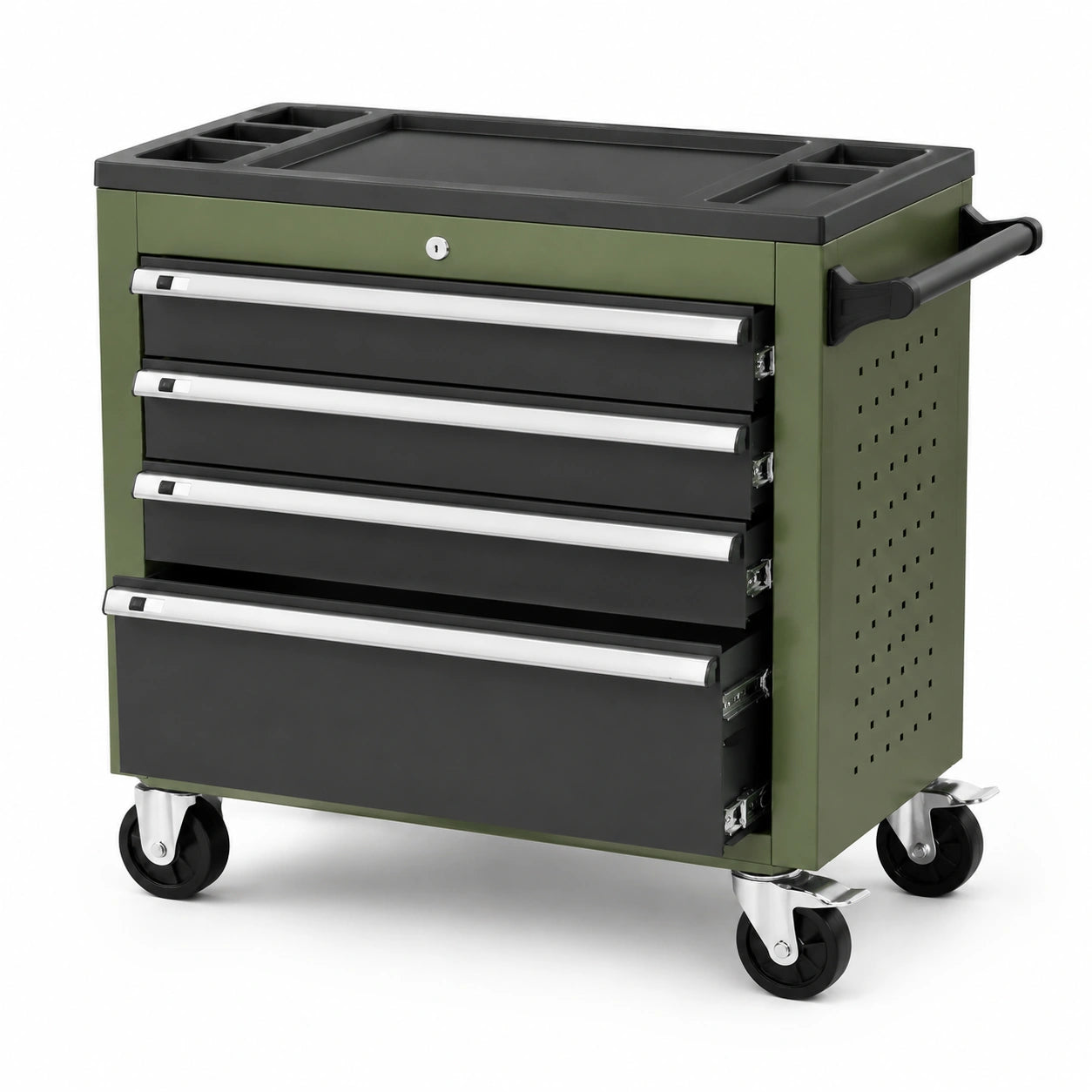 Carrello portautensili in metallo con 5 cassetti verde/nero con ruote