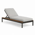 Lettino prendisole metallo legno tessuto grigio 200x65x35 cm