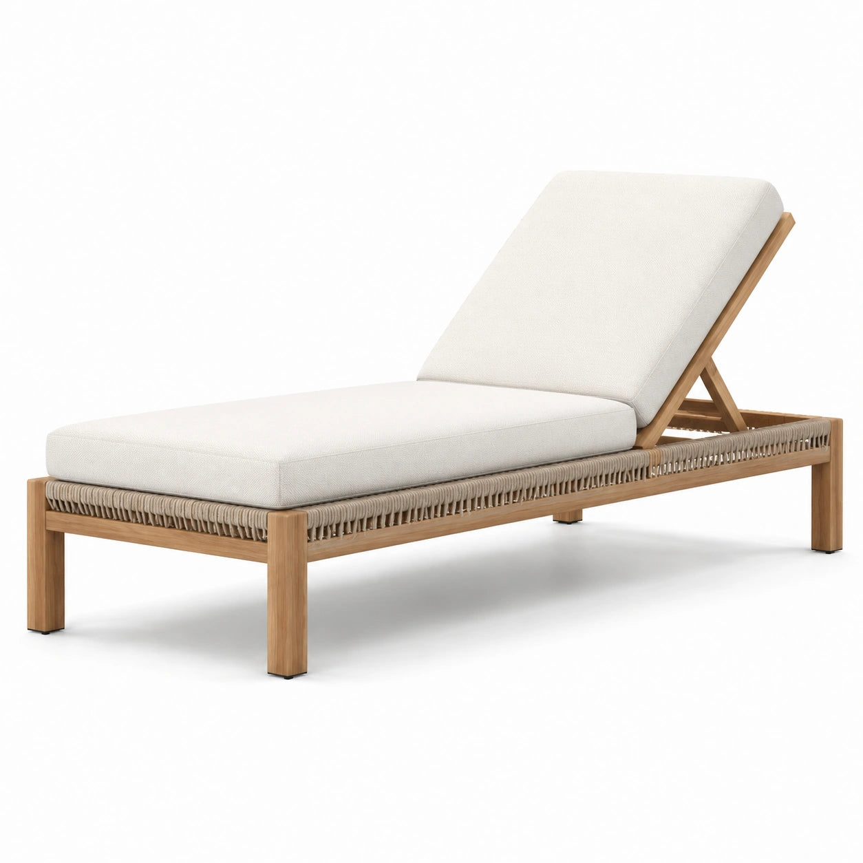 Lettino prendisole in legno teak con cuscino regolabile