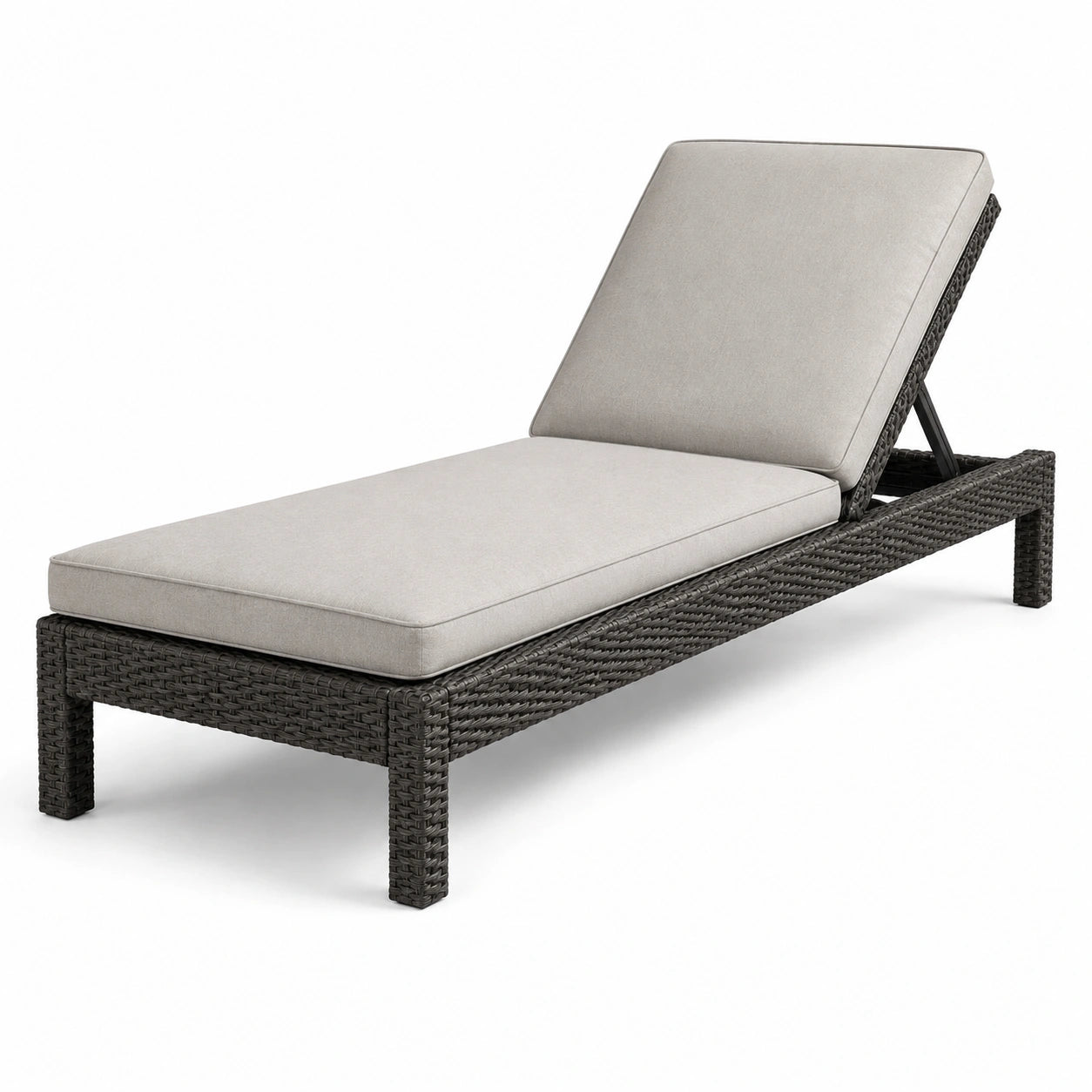 Lettino prendisole in rattan sintetico con cuscino in poliestere