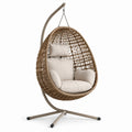 Poltrona Sospesa da Esterno in Polyrattan con Cuscini Beige