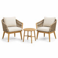 Set Bistrot Giardino in Legno con 2 Poltrone e Tavolino Rotondo